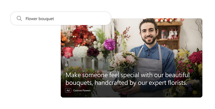 Example of a flower shop advertisement on Microsoft platforms.